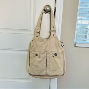 Marc Jacobs Vintage Multi pockets Cream Genuine Pebble Leather Shoulders/Handbag